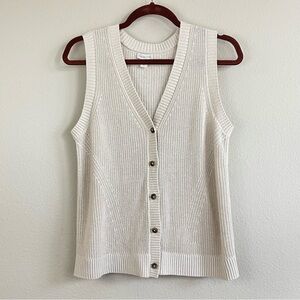 Garnet Hill Portside Linen & Organic-Cotton Sweater Vest Size Medium